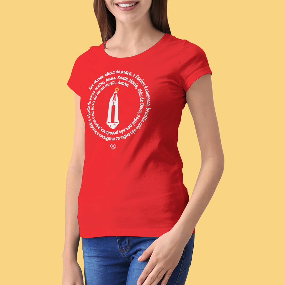 Nome do produto: Camiseta Ave Maria - Nossa Senhora de Fátima - feminina