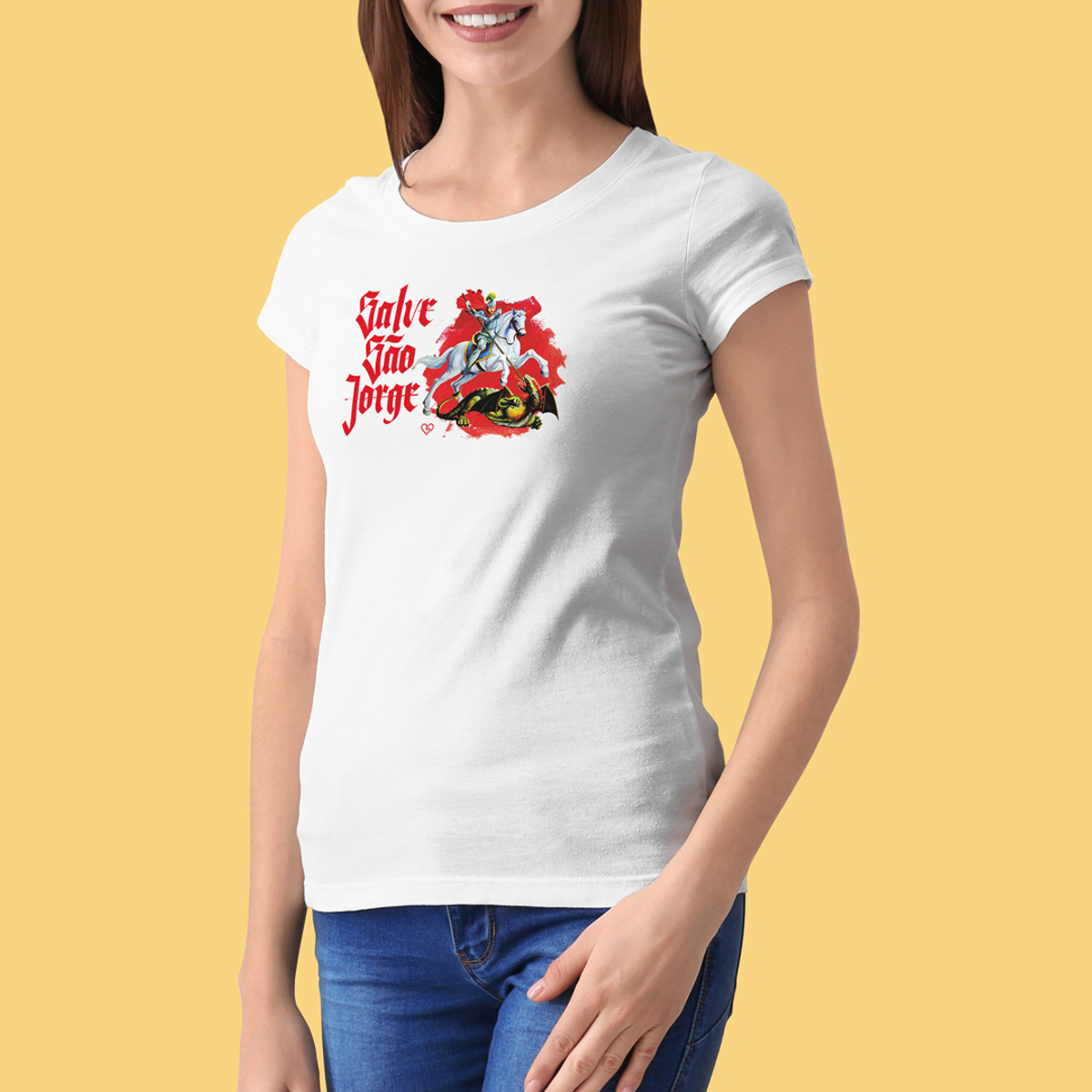 Nome do produto: Camiseta Salve São Jorge - Feminina