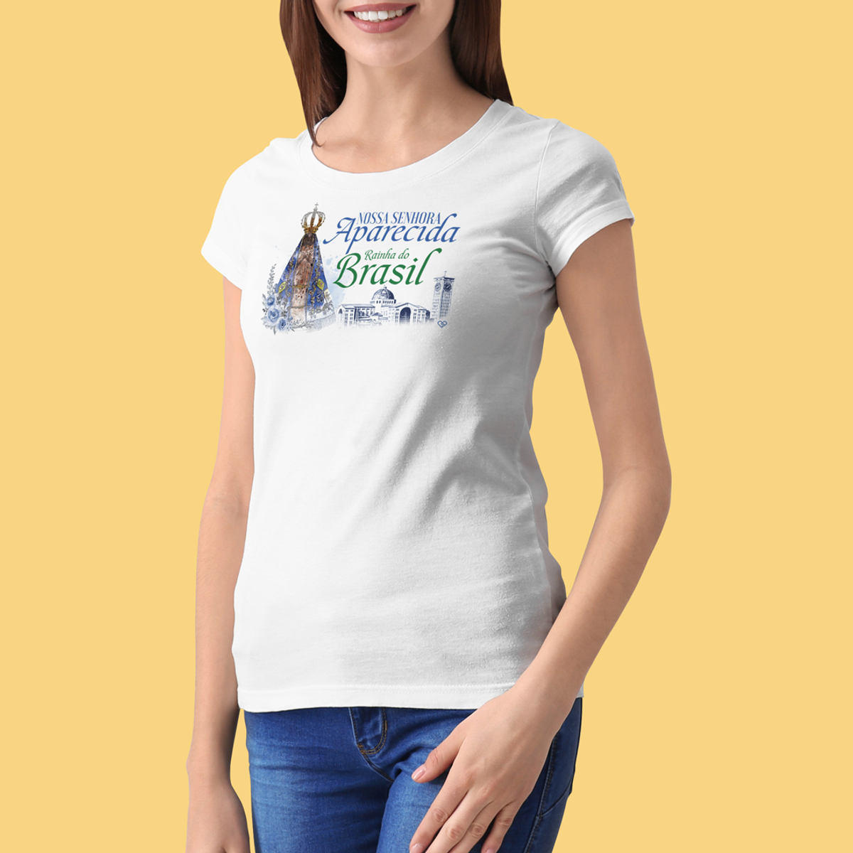 Nome do produto: Camiseta Nossa Senhora Aparecida - Rainha do Brasil - F