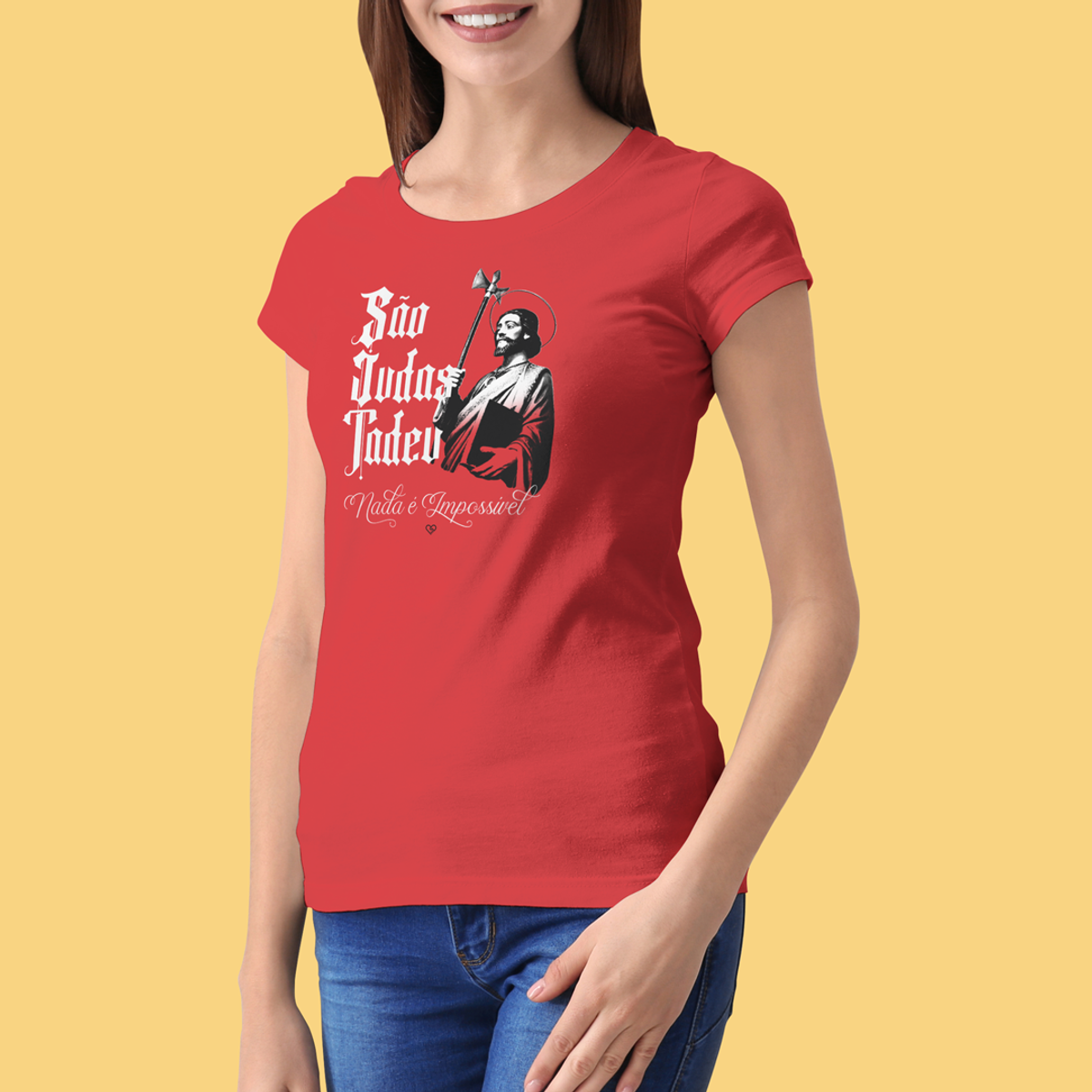 Nome do produto: Camiseta São Judas Tadeu - Nada é Impossível - Feminina