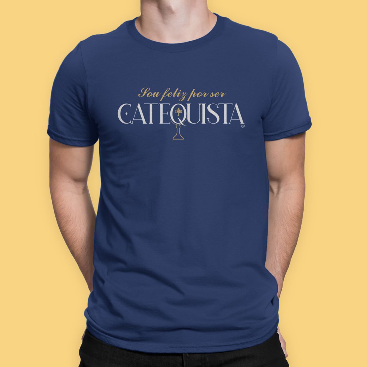 Nome do produto: Camiseta - Sou feliz por ser Catequista