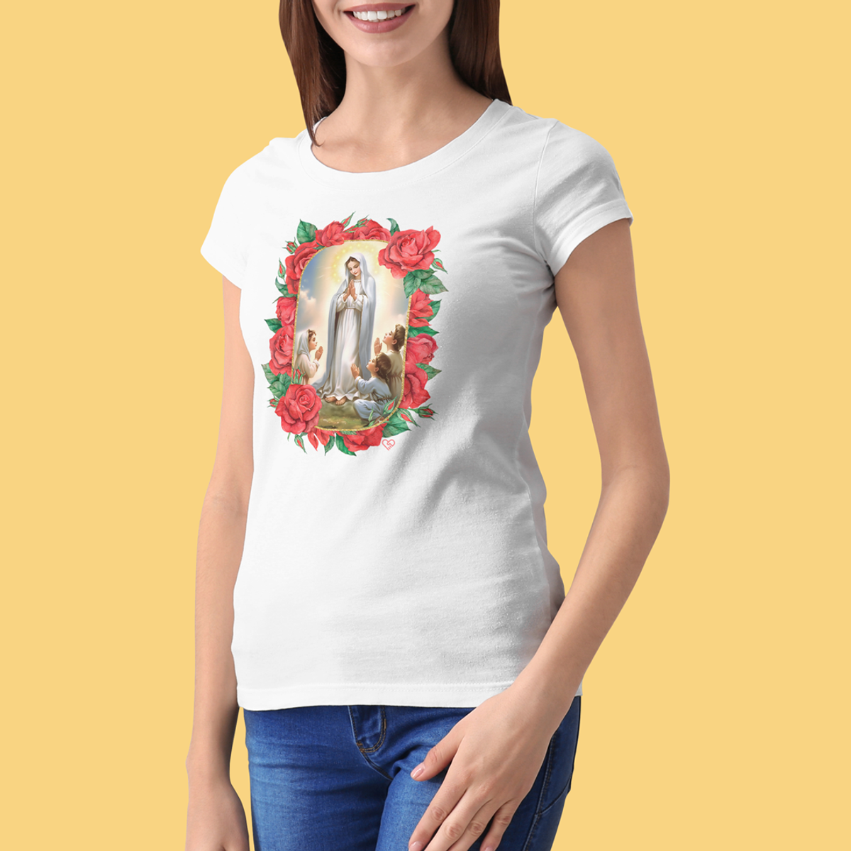 Nome do produto: Camiseta Aparição de Nossa Senhora - Feminina