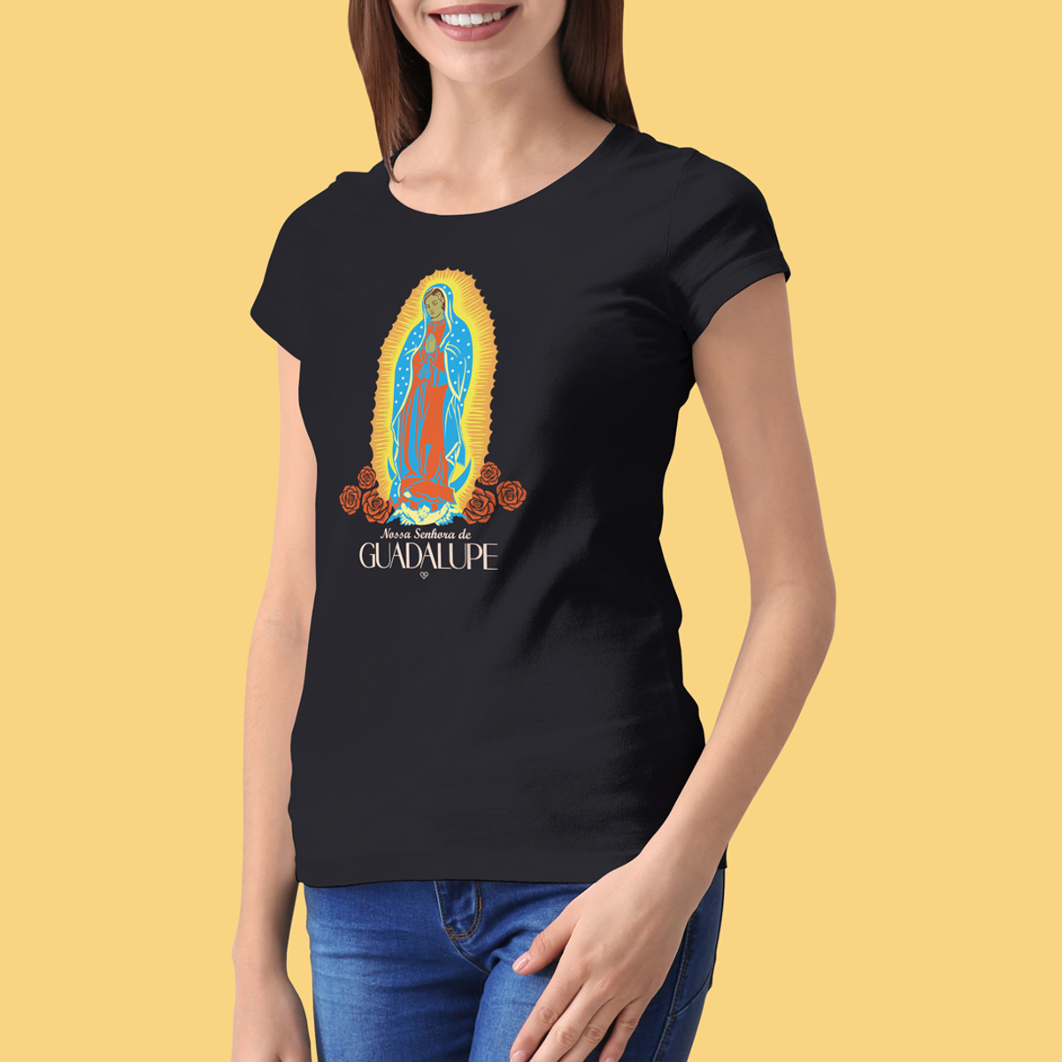 Nome do produto: Camiseta Nossa Senhora de Guadalupe