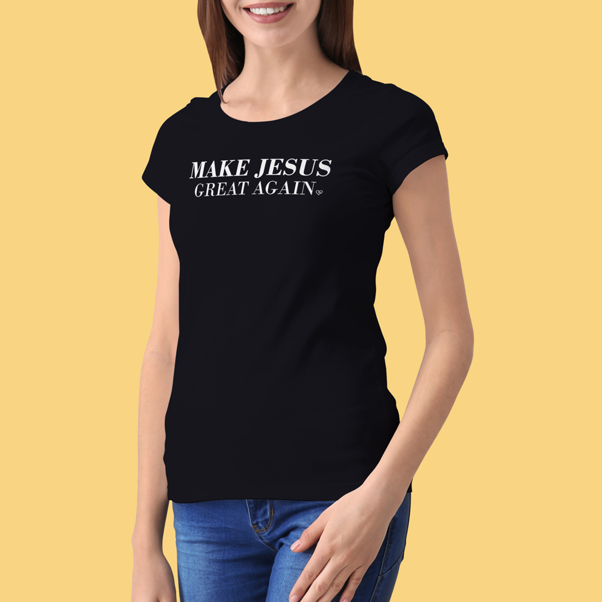 Nome do produto: Camiseta Make Jesus Great Again - Feminina