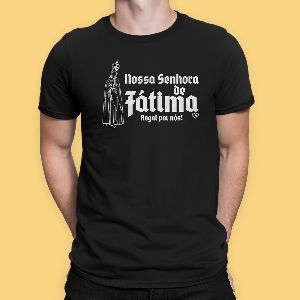 Nome do produto: Camiseta Nossa Senhora de Fátima, Rogai por nós