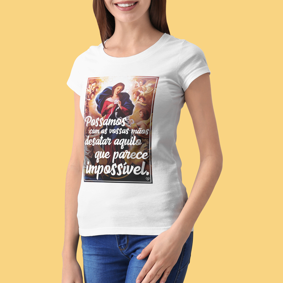Nome do produto: Camiseta Nossa Senhroa Desatadora dos Nós - Feminina