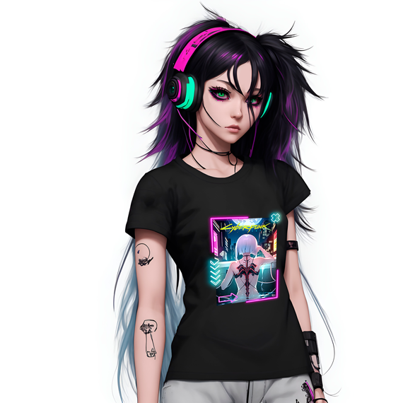 camisa feminina Anime , Girl, Cyberpunk , Lucy