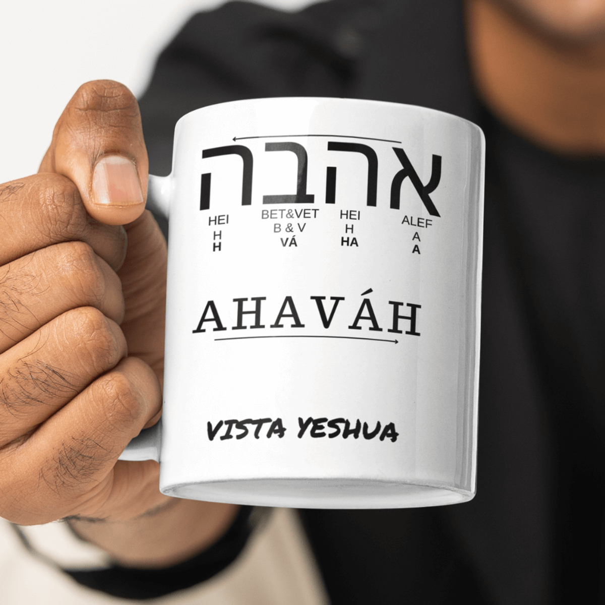 Nome do produto: Caneca Amor em Hebraico Ahaváh - Vista Yeshua 