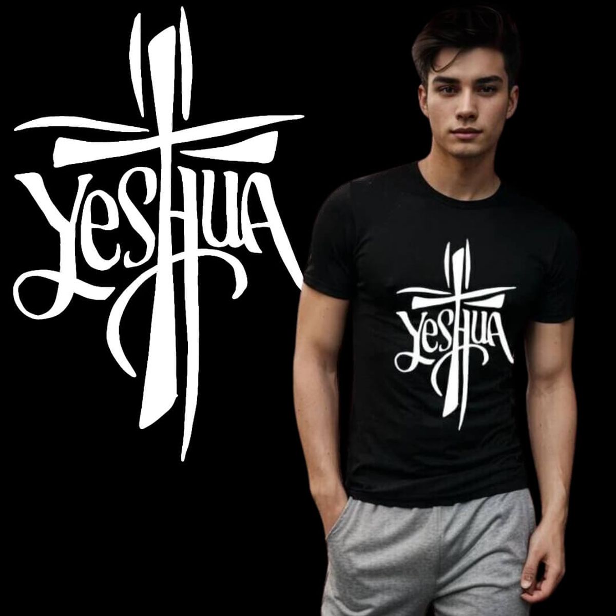 Nome do produto: Vista Yeshua - T-Shirt Classic - Cruz de Yeshua 01 