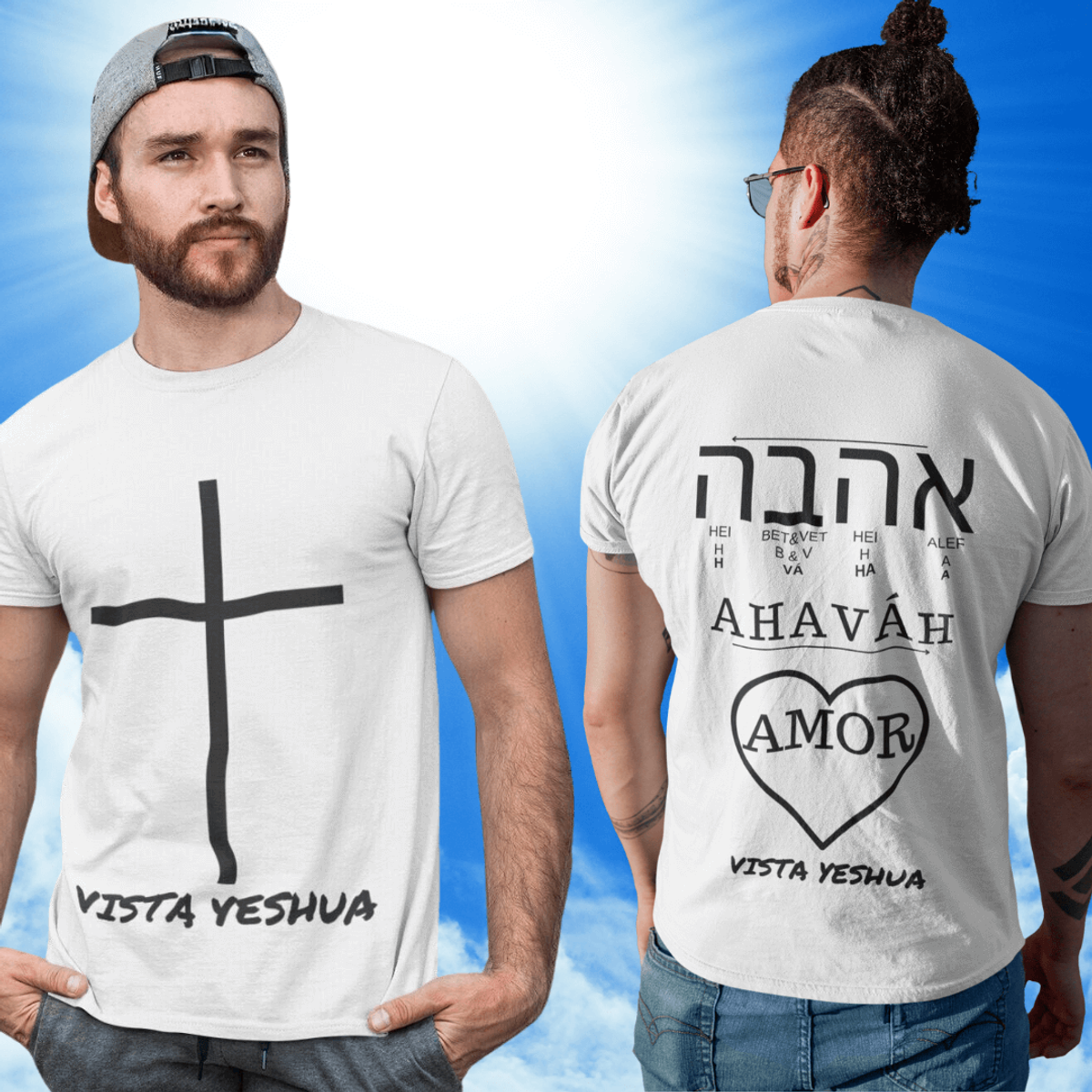 Nome do produto: Vista Yeshua - T-Shirt Classic - Amor em Hebraico Ahaváh
