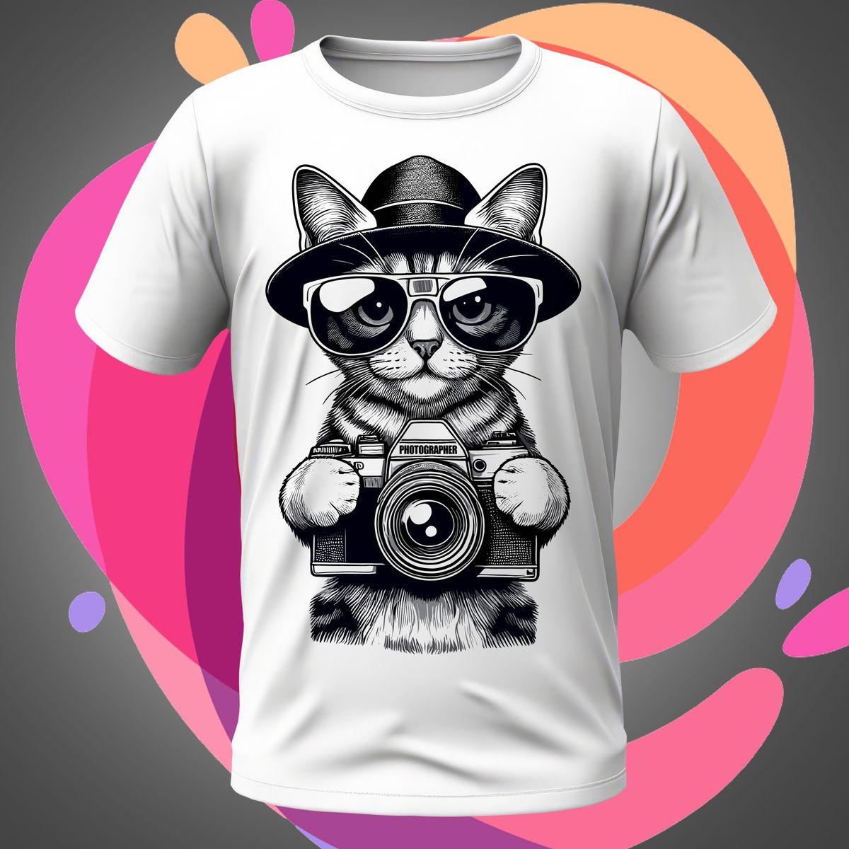 Nome do produto: Gato Fotógrafo 02 Camiseta