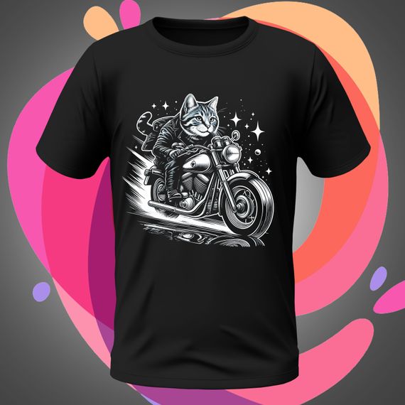 Gato na Motoca 01 Camiseta