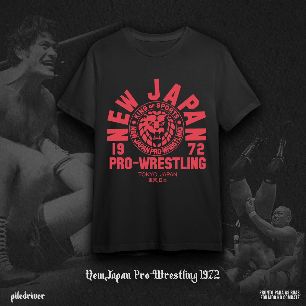 Nome do produto: Camiseta New  Japan  Pro-Wrestling 1972 RED