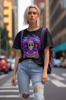 Camiseta Feminina Vertício Caveira Mexicana