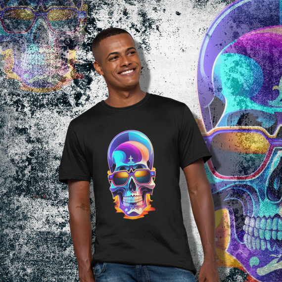 CAMISETA QUALITY CAVEIRA CYBERPUNK ALTO PADRÃO TOP DE LINHA