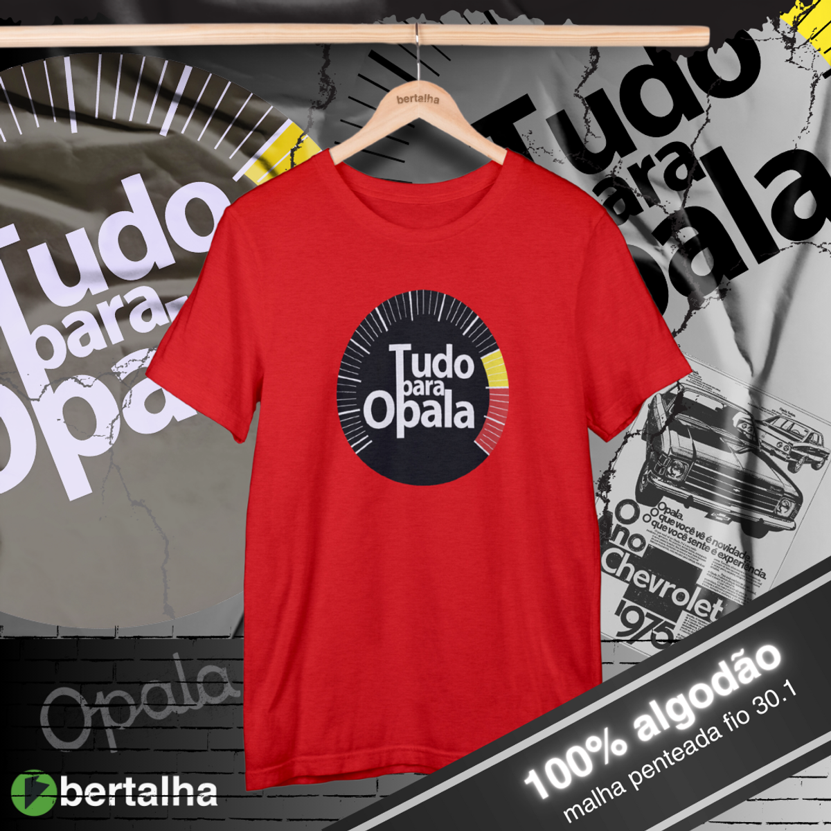 Nome do produto: Camiseta || Tudo para Opala || Logo full || Vermelha