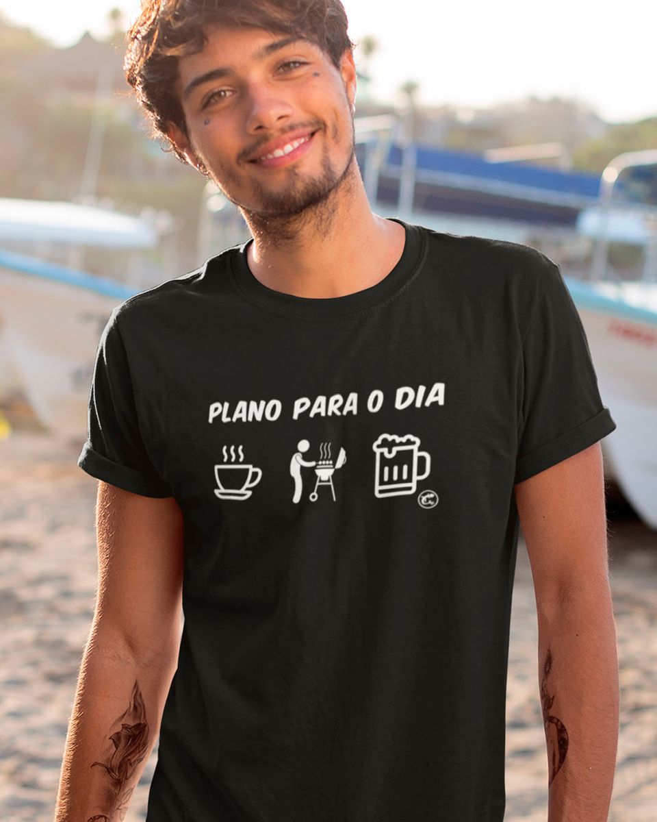 Nome do produto: Camiseta Plano para o dia: Café, Churrasco e Cerveja