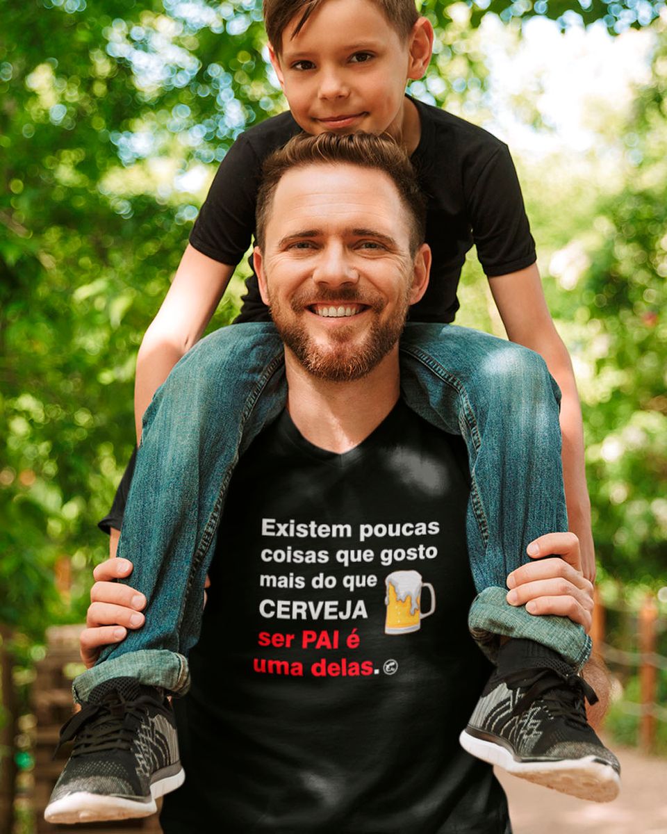 Nome do produto: Camiseta Existem poucas coisas que gosto mais do que cerveja, ser pai é uma delas