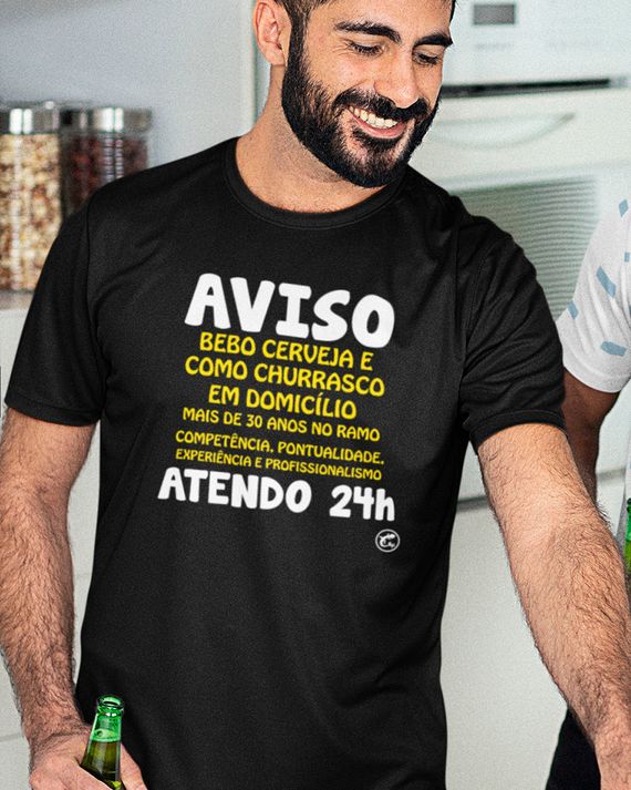 Camiseta de Boteco Aviso Cerveja Churrasco