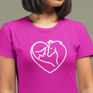 Camiseta Feminina Baby Long 100% Algodão: Mulher No Coração De Cavalo