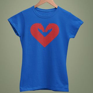 Camiseta Feminina Baby Long 100% Algodão: Coração De Dois Cavalos