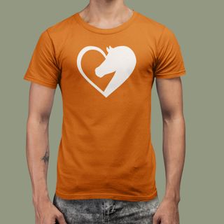 Camiseta 100% Algodão: Coração E Cavalo