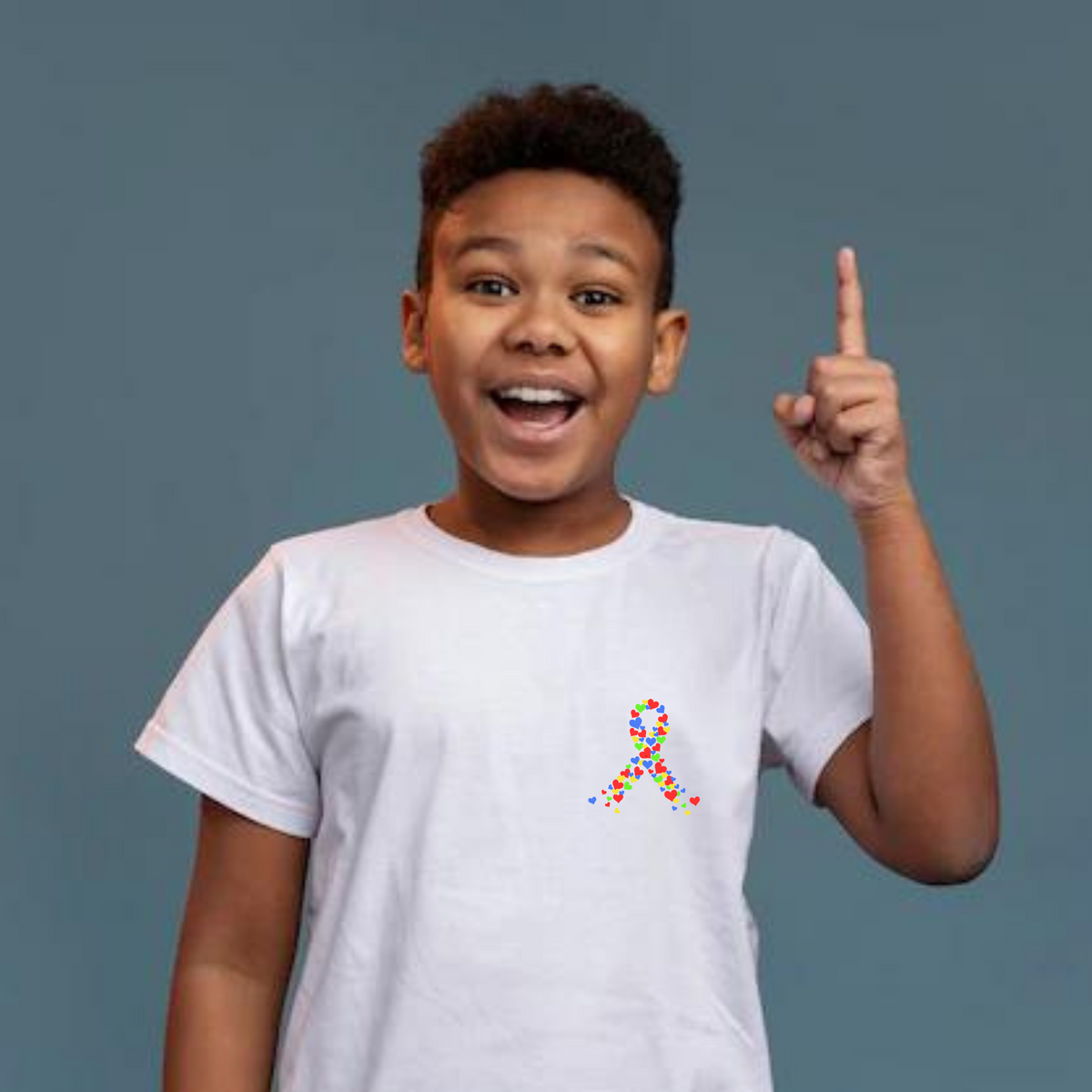 Nome do produto: Camiseta Infantil -fita colorida - simbolo do autismo