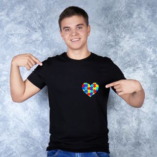 Nome do produtoCamiseta Coração autismo - frente - conheça entenda respeite inclua - costas