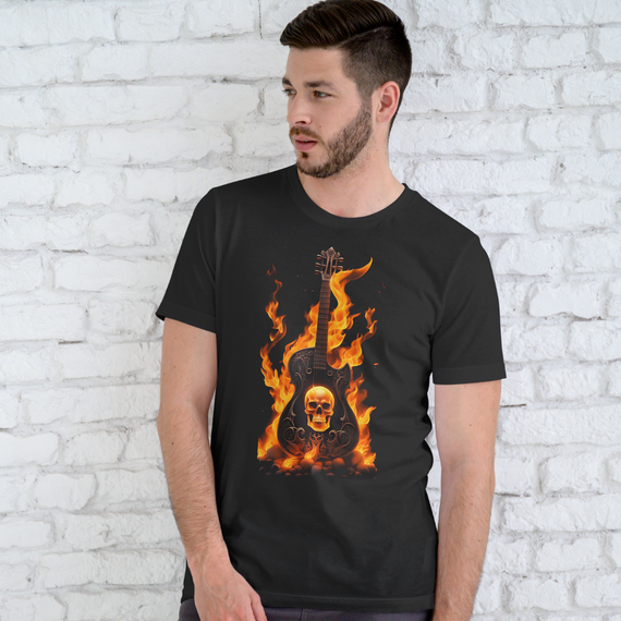 Lobo Branco Vip 2024 flaming guitar skull masculina