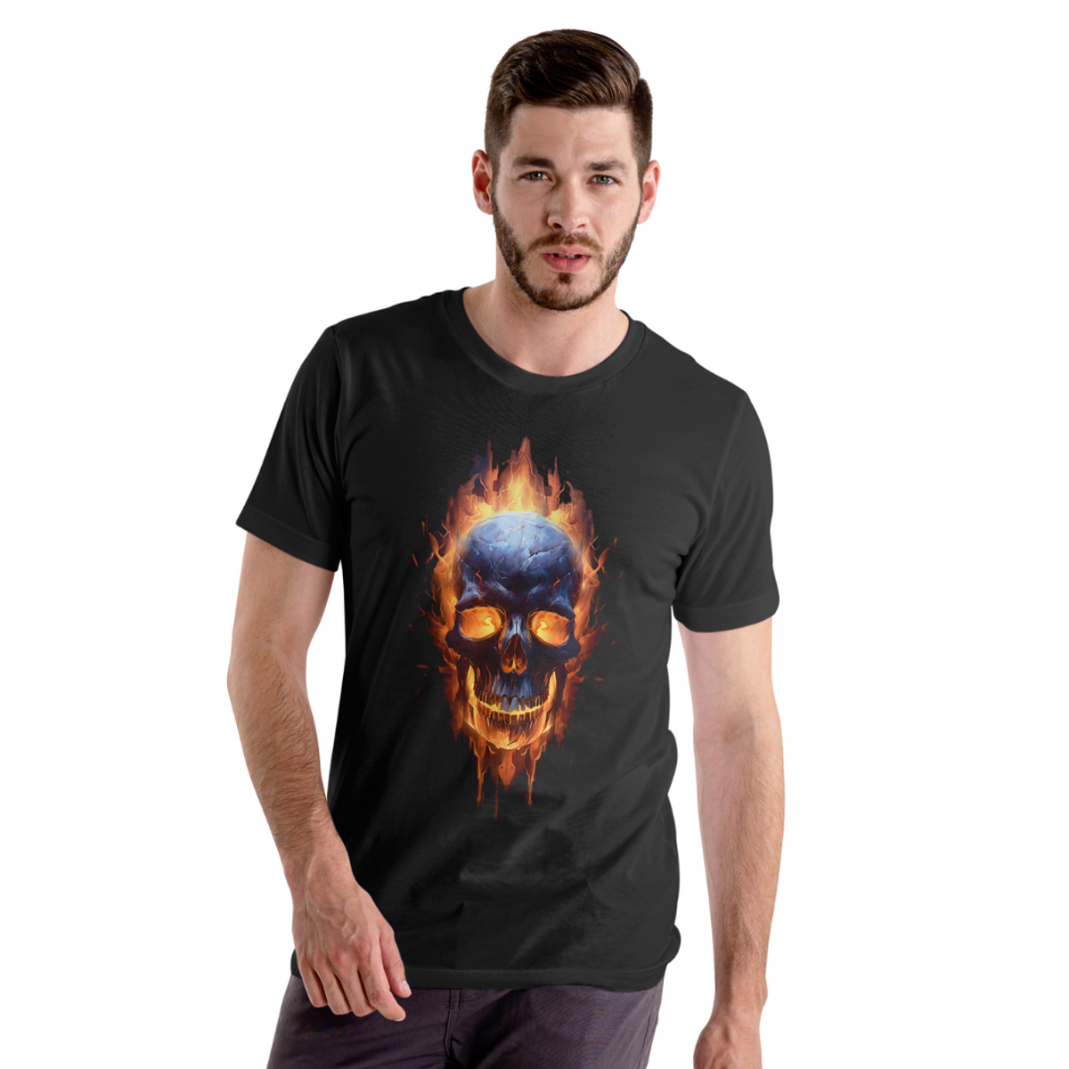 Nome do produto: Lobo Branco Vip 2024 flaming skull masculina