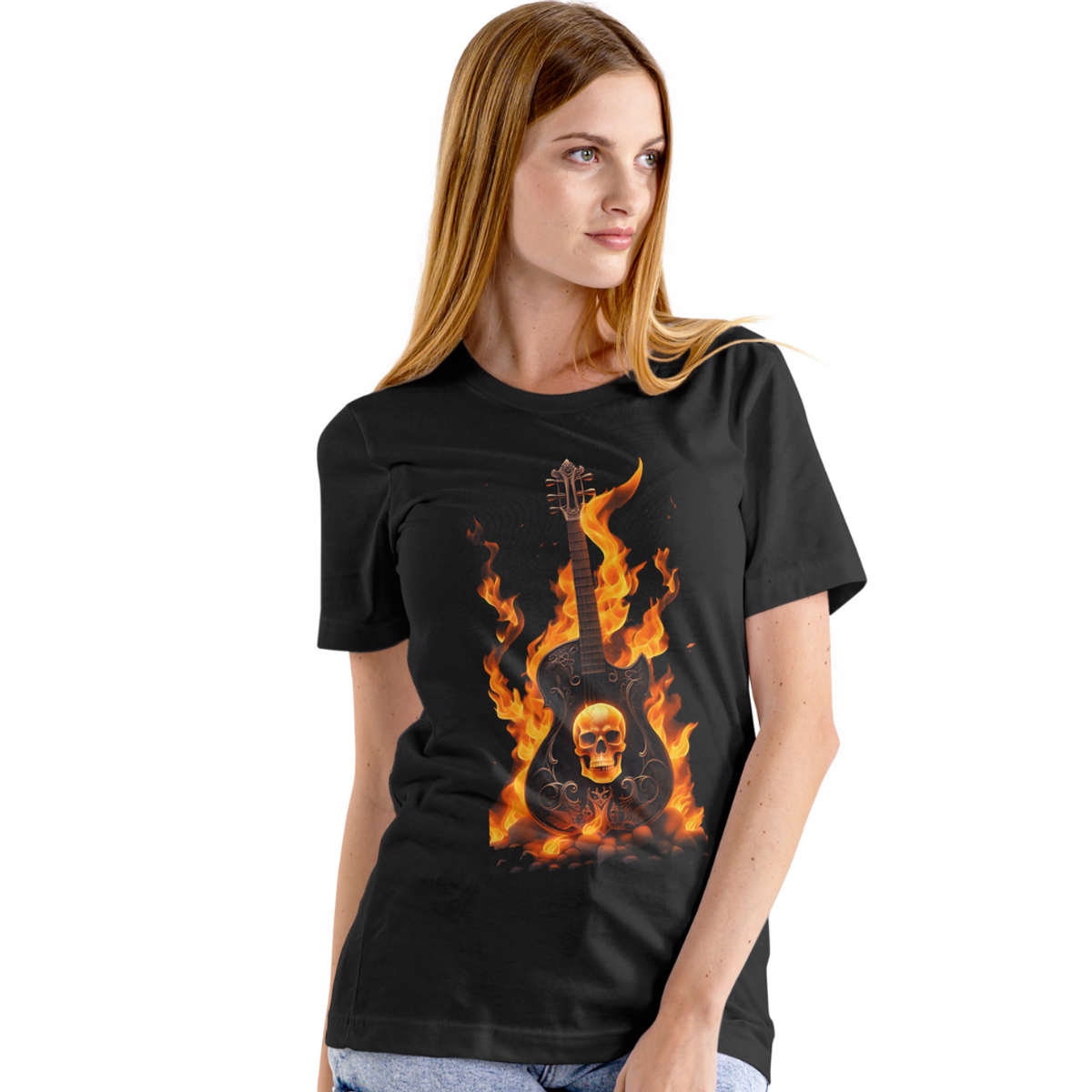 Nome do produto: Lobo Branco Vip 2024 flaming guitar skull feminina