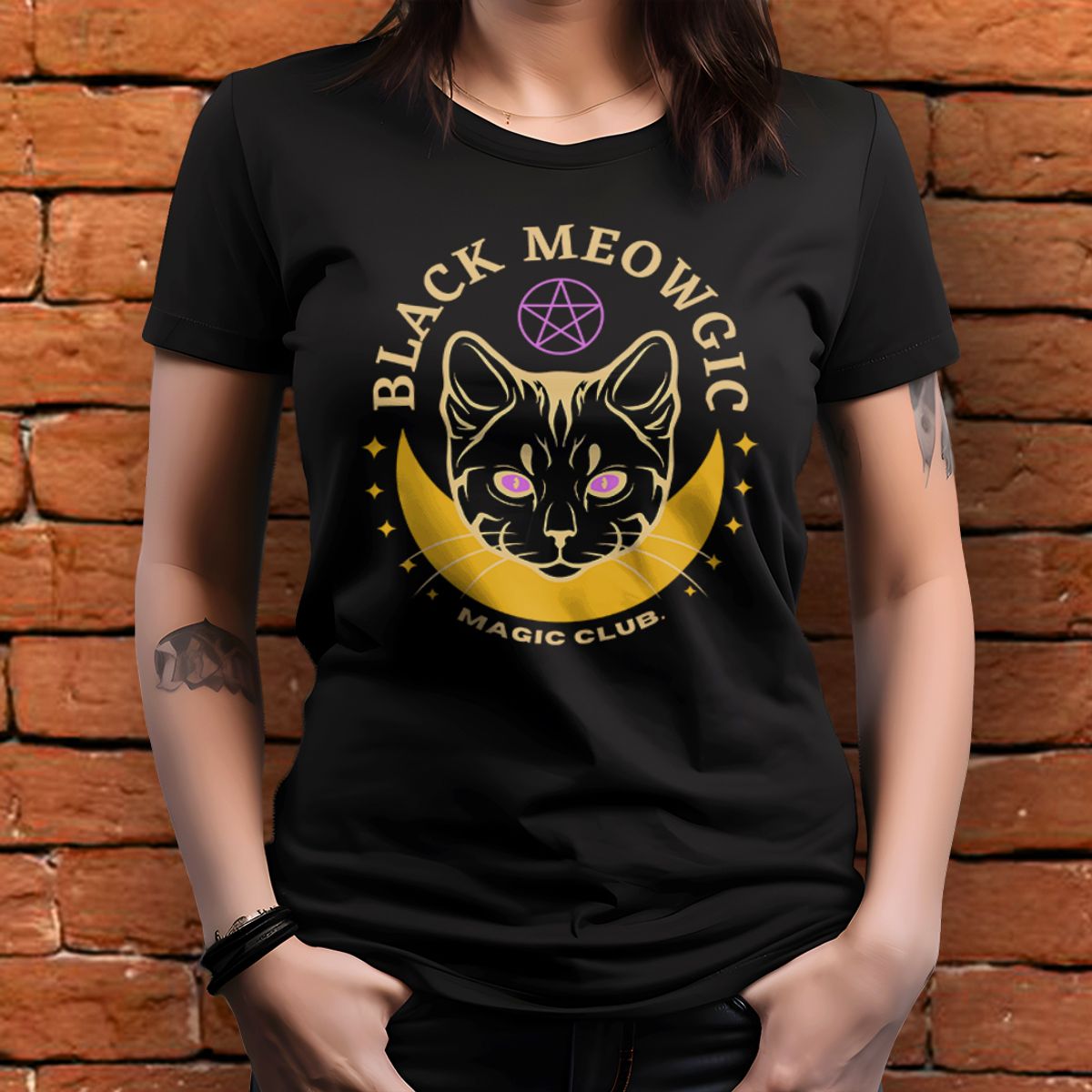 Nome do produto: Camiseta Baby Look- Black Meowgic