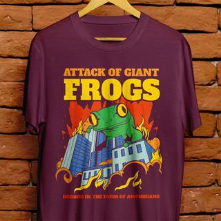 Nome do produtoCamiseta Unissex - Attack of giant frogs