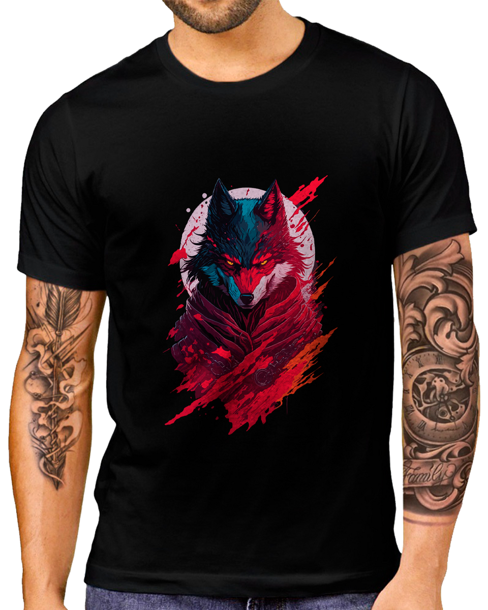 Nome do produto: T-Shirt Masculino Lobo Arte