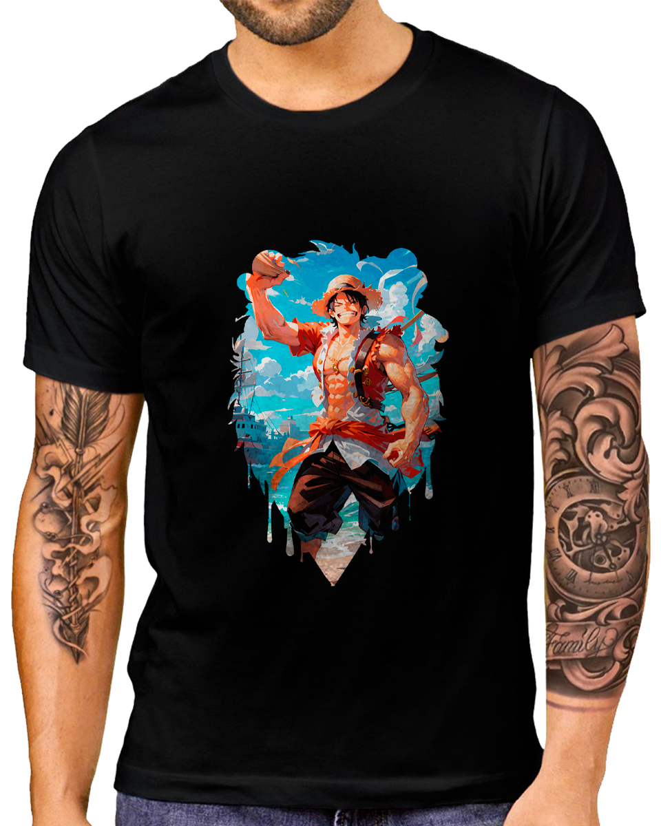 Nome do produto: T-Shirt Masculino Luffy One Piece Arte