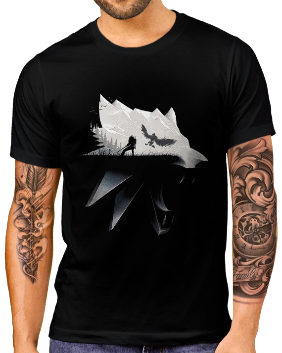T-Shirt Masculino The Witcher Lobo