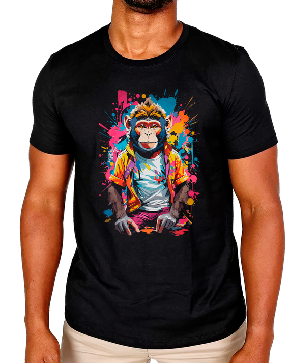 T-Shirt Masculino Macaco Arte