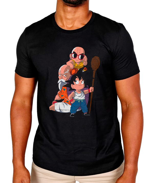 T-Shirt Masculino Goku, Mestre Kame e Kuririn