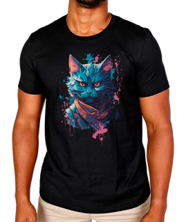 T-Shirt Masculino Gato Arte