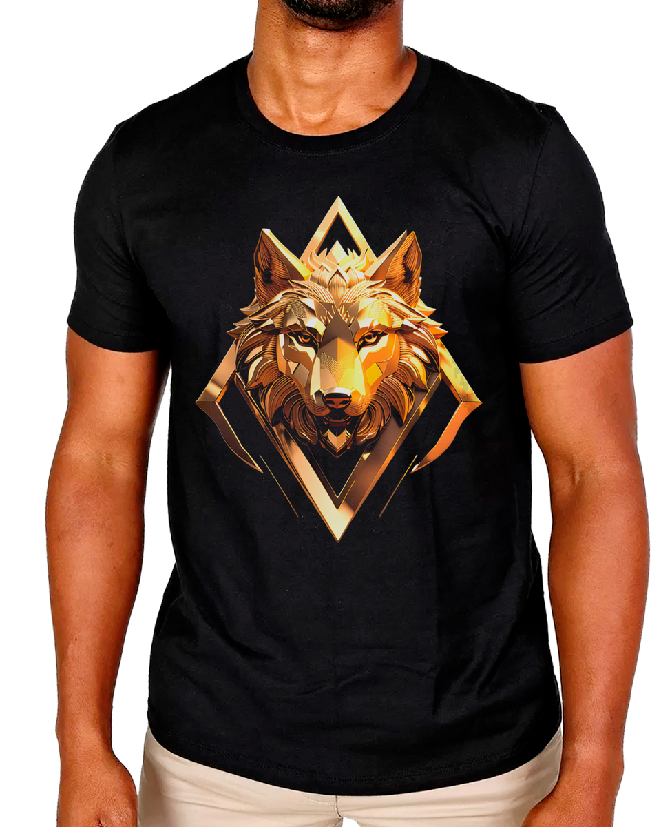 Nome do produto: T-Shirt Masculino Lobo Ouro