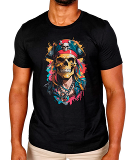 T-Shirt Masculino Pirata Caveira Arte