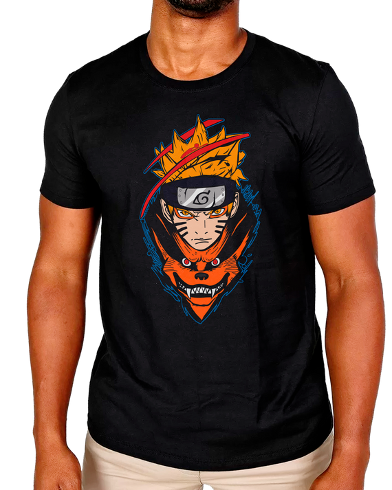 T-Shirt Masculino Naruto e Kurama