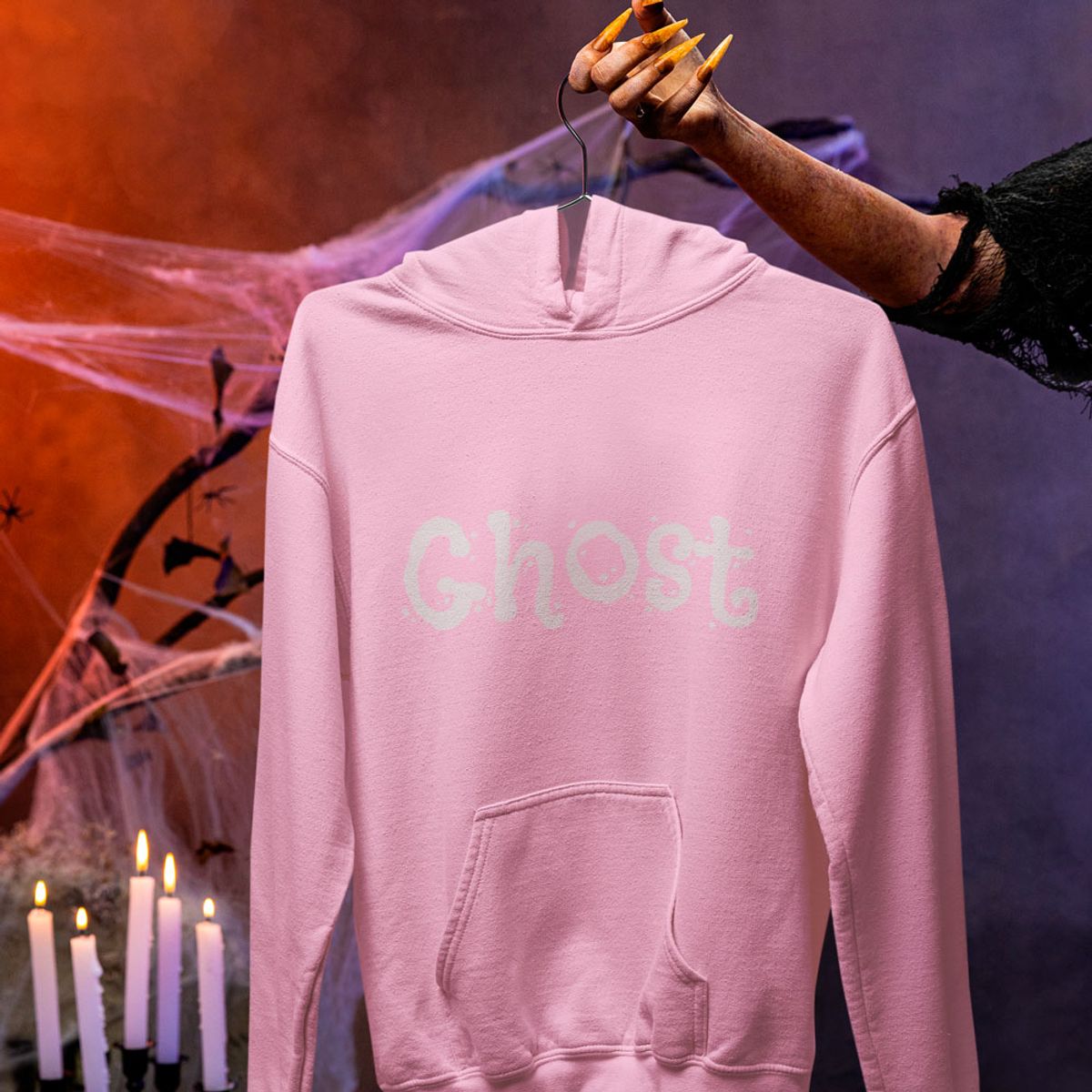 Nome do produto: Blusa Canguru: A Doçura do Halloween com Morcegos e Fantasmas