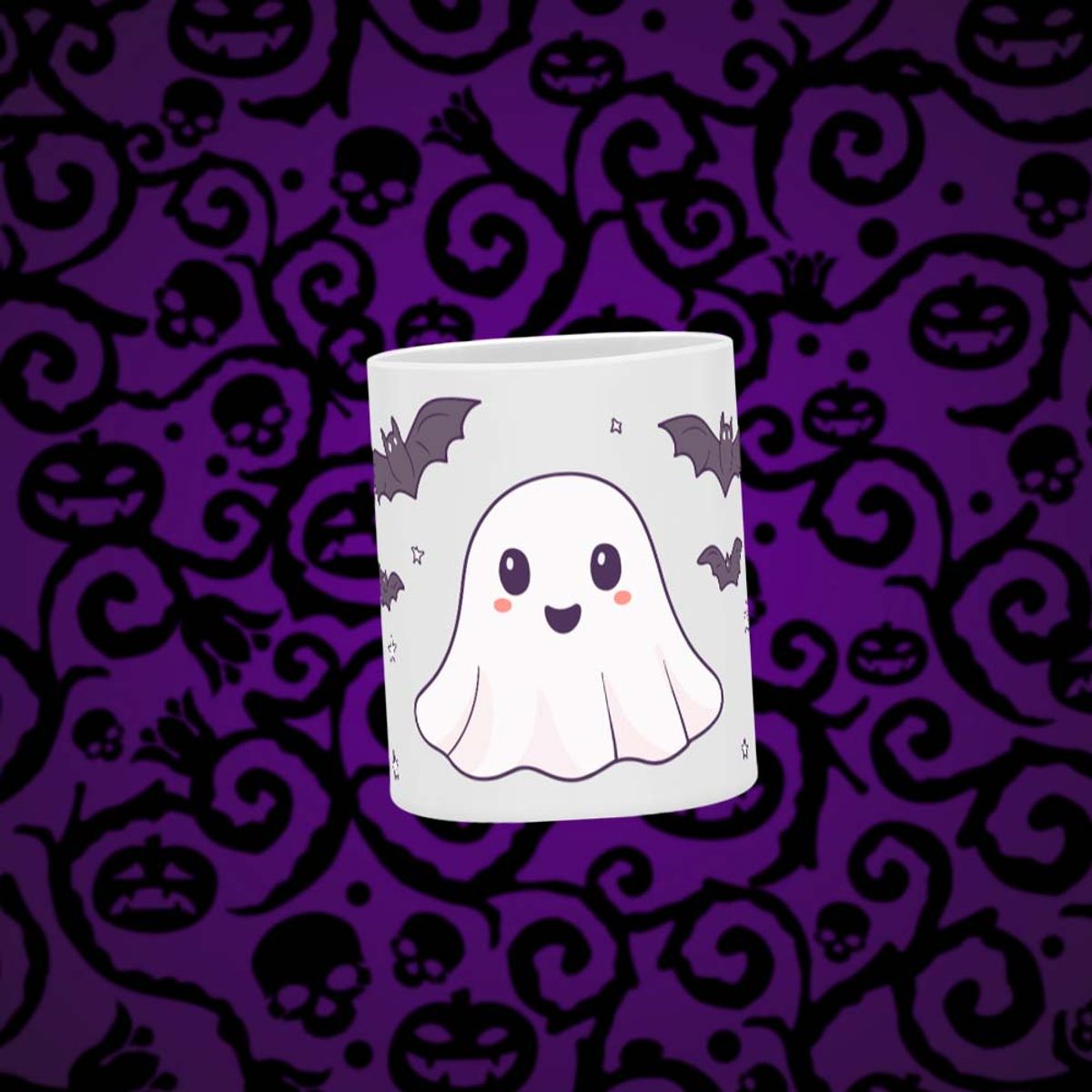 Nome do produto: Caneca do Halloween: Morcegos e Fantasmas para um Gole Assustador!