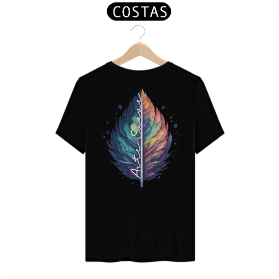 Camiseta Masculina -  Pena arte suave (Cores escuras)