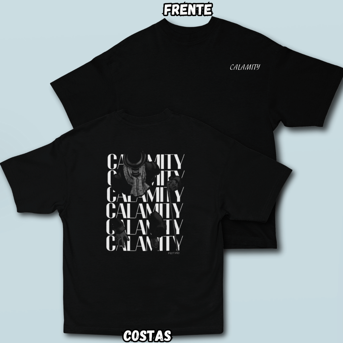 Nome do produto: Camiseta Oversized Calamity Wou Frente Costas