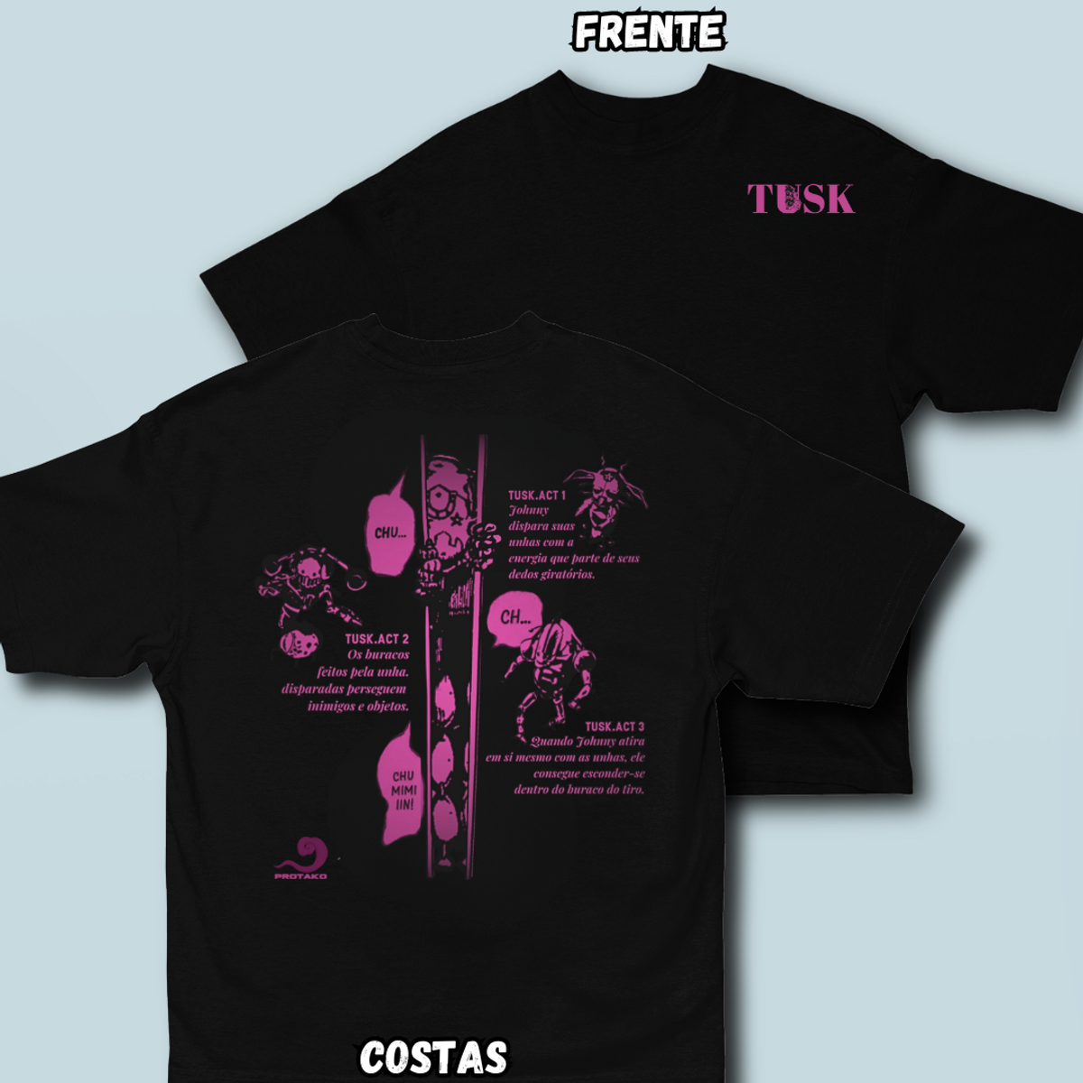 Nome do produto: Camiseta Oversized Tusk Acts Frente Costas