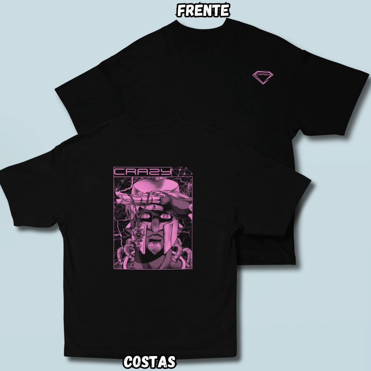 Nome do produto: Camiseta Oversized Crazy Frente Costas