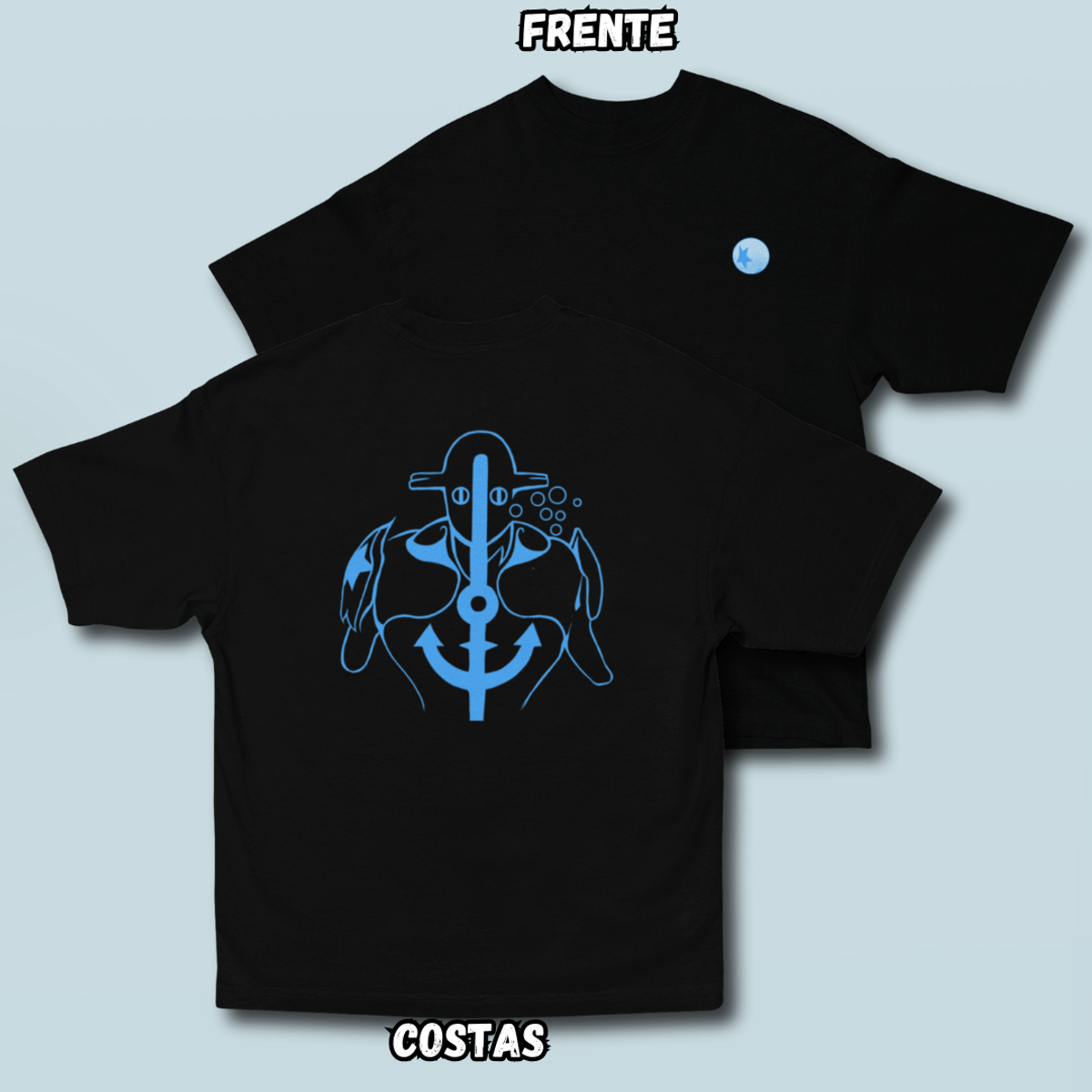 Nome do produto: Camiseta Oversized Soft Azul Frente Costas