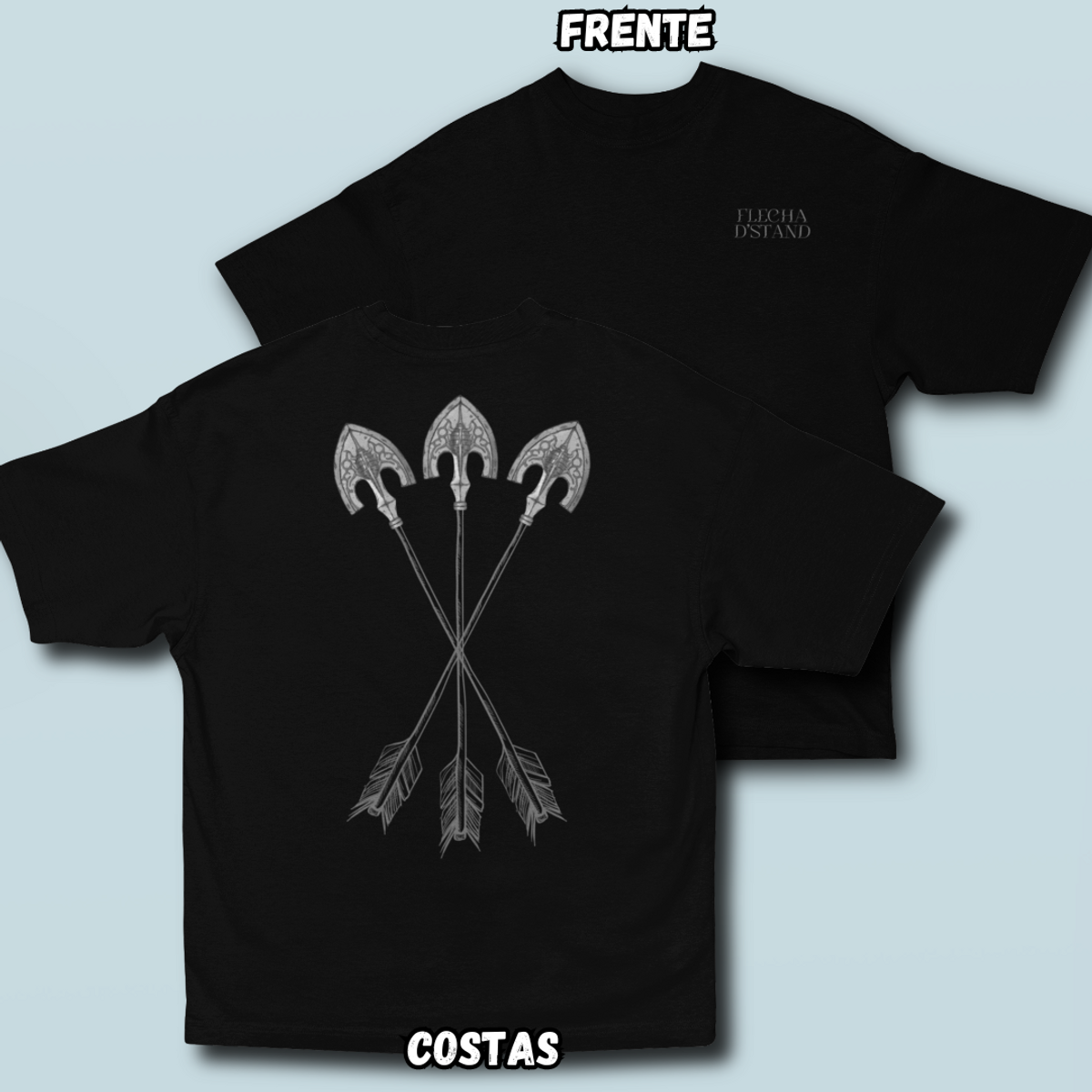 Nome do produto: Camiseta Oversized Flecha Stand Frente Costas